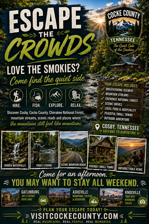 Escape the crowds and discover the quiet side of the Smokies in Cosby and Cocke County Tennessee